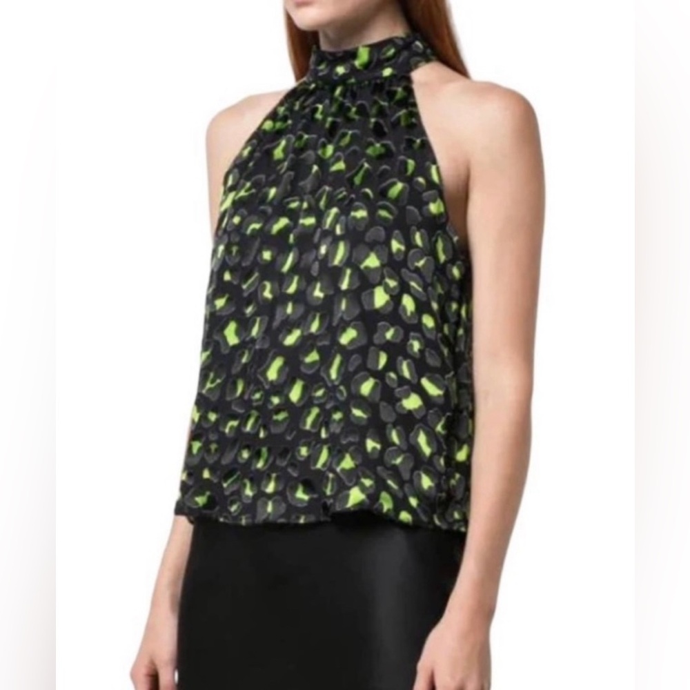 Alice + Olivia • Mock Neck Halter Tie Back Top